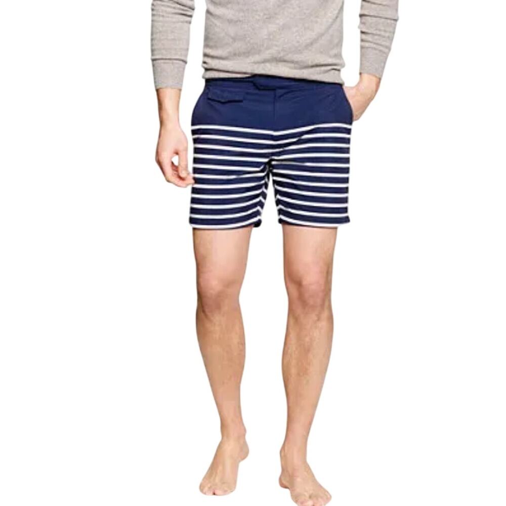 J.Crew Tailored 9" Swim Shorts, Navy and White, Men's Size 32